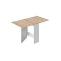 Table extensible effet bois 31x77 cm blanc et chêne