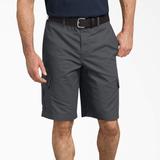 Dickies Men's Flex Regular Fit Ripstop Cargo Shorts, 11" - Rinsed Charcoal Gray Size 32 (WR353)