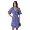 Garden Bliss,'Floral Printed Cotton Tunic-Style Dress in Cerulean'