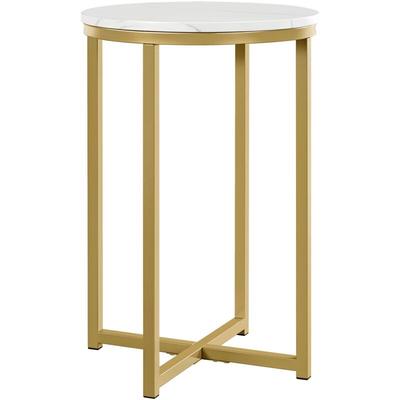 Yaheetech - Beistelltisch rund, Couchtisch mit Marmorimitat-Tischplatte, Nachttisch, Sofatisch, Image