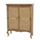 Meuble marron 2 portes bois de jamelonier et cannage naturel