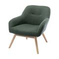 Fauteuil scandinave tissu vert forêt pieds bois