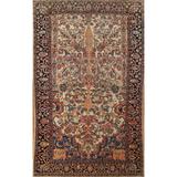 Antique Vegetable Dye Sarouk Farahan Persian Rug Handmade Wool Carpet - 4'0" x 6'5"