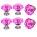 Drawer Dresser Door Diamond Shaped Pull Handles Knob 25mmx24mm 6pcs - Silver Tone, Clear Pink