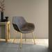 LeisureMod Markley Modern Leather Dining Armchair With Gold Metal Legs