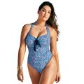 Plus Size Women's Tie Front Halter One Piece by Swimsuits For All in Blue Purple Pebble (Size 14)