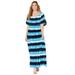 Plus Size Women's Meadow Crest Maxi Dress by Catherines in Dark Sapphire Watercolor Stripes (Size 0X)