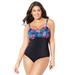 Plus Size Women's Sweetheart One Piece Swimsuit by Swimsuits For All in Multi Stencil Palm (Size 6)