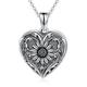 SOULMEET Vintage Sunflower Heart Locket Necklace That Holds 3 or 4 Picture, Sterling Silver Heart Shaped Picture Locket Necklace Keep Family Members Near to You (Locket only)