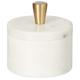 Queenza White Marble Salt Cellar with Lid and Brass Knob, 3 Inch Salt Box