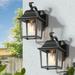 Canora Grey Calli Farmhouse Black 1-Light Outdoor Wall Lantern SconceSet Of 2 Aluminum/Glass/Metal in Black/Gray | 8 H x 5 W x 7 D in | Wayfair