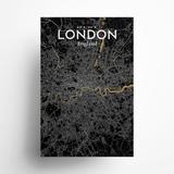 17 Stories London United Kingdom City Map - Unframed Graphic Art Set Paper in White/Black | 36 H x 24 W x 0.05 D in | Wayfair