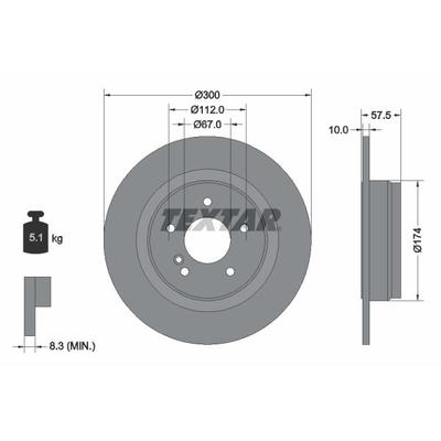 TEXTAR Bremsscheibe PRO hinten rechts links voll 300mm für MERCEDES-BENZ A2044230612 A2044231512 2044231512 92163303