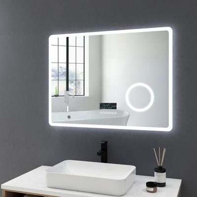 Led Badspiegel 80x60cm Badezimmerspiegel mit Beleuchtung mit Touch-Schalter, Bluetooth und