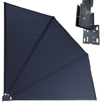 Sichtschutz Fächer 115 x 115 cm EASY MOUNT GRAU Blickdicht Balkon Trennwand Windschutz Sonnenschutz Image