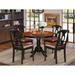 East West Furniture 5 Piece Kitchen Table Set- a Dining Table with Pedestal and 4 Pu Leather Dining Chairs, Black & Cherry