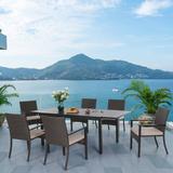 7/9-Piece Extendable Table & Rattan Cushion Dining Chairs Outdoor Patio Dining Set