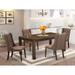 East West Furniture Modern Dining Table Set- a Wooden Table and Upholstered Chairs, (Pieces/Finish & Upholstered Options)