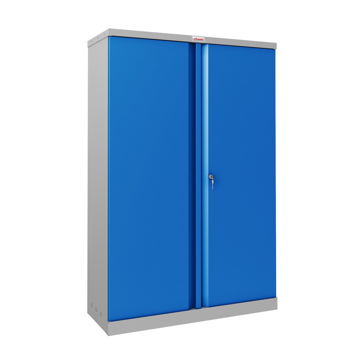 Phoenix Safe Der Phoenix Aktenschrank SCL1491GBK aus Stahl mit 2 Türen und 3 Regalen, grauer Korpus und blaue Türen mit Schlüsselschloss Image