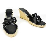 Burberry Shoes | Burberry: Black Patent Leather & "Nova Check" Espadrille Sandals/Heels Sz: 9m (P | Color: Black/Tan | Size: 9