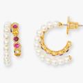 Kate Spade Jewelry | Kate Spade New York Hoop Pearl Cubic Zirconia Earrings | Color: Gold/White | Size: Os