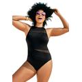 Plus Size Women's Chlorine Resistant High Neck Mesh One Piece by Swimsuits For All in Black (Size 24)