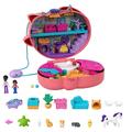 Polly Pocket HGT16 - Tierarztpraxis Schatulle mit Shani als Hauptfigur, Tierarztpraxis mit 2 kleinen Puppen und 18 Zubehörteilen, Pop + Swap-Aufsteckfunktion, Spielzeug Geschenk für Kinder ab 4 Jahren