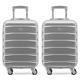 Flight Knight Lightweight 4 Wheel ABS Hard Case Suitcases Cabin & Hold Luggage Options - Platinum - 21" Cabin x 2