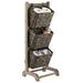 mDesign Water Hyacinth 3-Tiered Storage Baskets Floor Stand Solid Wood in Black | 36 H x 11.8 W x 14.2 D in | Wayfair 10705MDHS