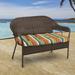 44" x 18" Multicolor Stripe Tufted Contoured Outdoor Wicker Bench Cushion - 18'' L x 44'' W x 4'' H