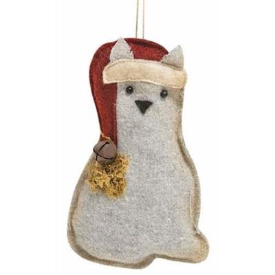 Felt Santa Cat Ornament - 0.50"L x 5.50"W