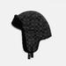 Coach Accessories | Coach Black Signature Shearling And Flannel Trapper Cap Season Hat Beanie Hood | Color: Black | Size: Os