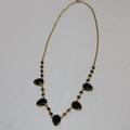 J. Crew Jewelry | J.Crew Black Faux Onyx Jeweled Teardrop Necklace 25.5" Long Gold Finish | Color: Black/Gold | Size: 25-1/2"