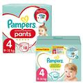 Pampers Pants Trial Set mit Windeln Größe 4 (9-14kg) Premium Protection 168 Stück (MONATSBOX) und Windeln Pants Größe 4 (9-15kg) Premium Protection, Maxi, 18 Höschenwindeln