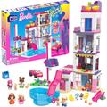 Mega HHM01 - Barbie Color Reveal Traumvilla Spielset, Baukasten mit über 25 Überraschungen, 5 Mikro-Puppen, 6 Tieren und Farbwechsel-Effekt, Spielzeug für Kinder ab 5 Jahren