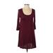 Ambiance Apparel Casual Dress - High/Low: Burgundy Solid Dresses - Women's Size Small
