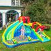 Outsunny 29' W x 15' D Bounce House w/ Water Slide & Air Blower in Blue | 15 H x 29 W x 15 D in | Wayfair 342-044V80