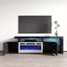Meble Furniture TV Stand for TVs up to 85" w/ Electric Fireplace Included Wood in Black | 22.3 H x 73.2 W x 15.7 D in | Wayfair INFERNO-WHEF-BLACK