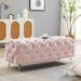 Rosdorf Park Velvet Accent Button-Tufted Ottoman Bench w/ Metal Legs . Velvet in Pink | 19 H x 50.5 W x 19.7 D in | Wayfair