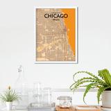 17 Stories Chicago City Map Graphic Art In Vintage Paper in Brown/Orange | 24 H x 18 W x 0.05 D in | Wayfair 3B017EEA49C4468C96FEF3EFCDB94D15