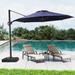 Freeport Park® Gerstner 11 Ft Cantilever Umbrella w/ Vent Metal in Blue/Navy | 85 H x 129.53 W x 129.53 D in | Wayfair