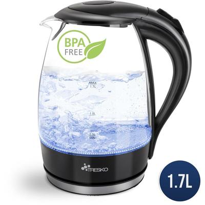 Wasserkocher Glas 1,7L Glaswasserkocher led Edelstahl 2200W Teekocher bpa frei - Tresko Image