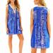 Lilly Pulitzer Dresses | Lilly Pulitzer Tanner Brilliant Blue Silk Pineapple Clip Metallic Dress Size Xxs | Color: Blue/Gold | Size: Xxs