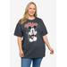 Plus Size Women's Disney Mickey Mouse Varsity T-Shirt Charcoal Gray T-Shirt by Disney in Charcoal Grey (Size 3X (22-24))