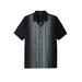 Men's Big & Tall Short-Sleeve Colorblock Rayon Shirt by KingSize in Black Steel Stripe (Size 2XL)