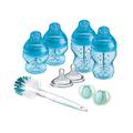 Tommee Tippee Anti-Kolik-Babyflaschen Starterset, Natürlich geformter Trinksauger und Spezielles Anti-Kolik-Entlüftungssystem, Verschiedene Größen, Blau