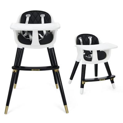 Costway 3-In-1 Adjustable Baby High Chair with Soft Seat Cushion for Toddlers-Black