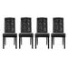 Tufted Faux Leather Upholstered Parsons Four Dining Chairs in Black