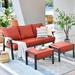 Lark Manor™ Aisatou 2.44" Wide Outdoor Patio Sofa w/ Cushions Wicker/Rattan/Metal/Olefin Fabric Included in Red | Wayfair