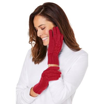 Women's Cable-Knit Gloves by Accessories For All in Classic Red